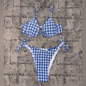 Wild fable Blue Checkered Swimwear Top and bottoms